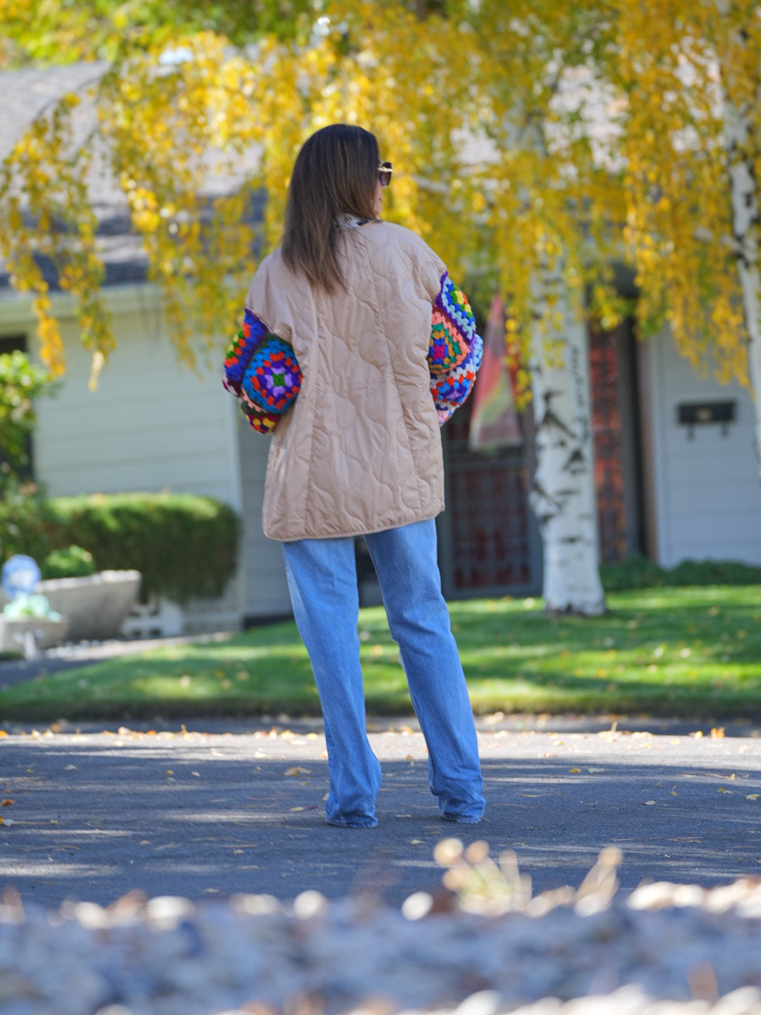 Handmade granny square sleeve quilt jacket