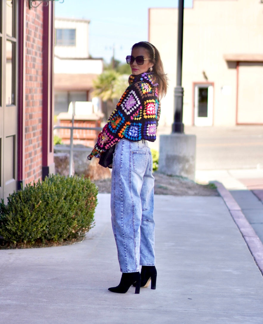 Handmade granny square turtle neck sweater