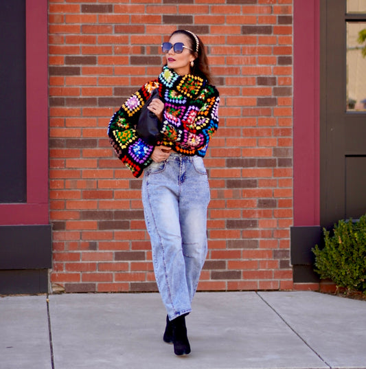 Handmade granny square turtle neck sweater