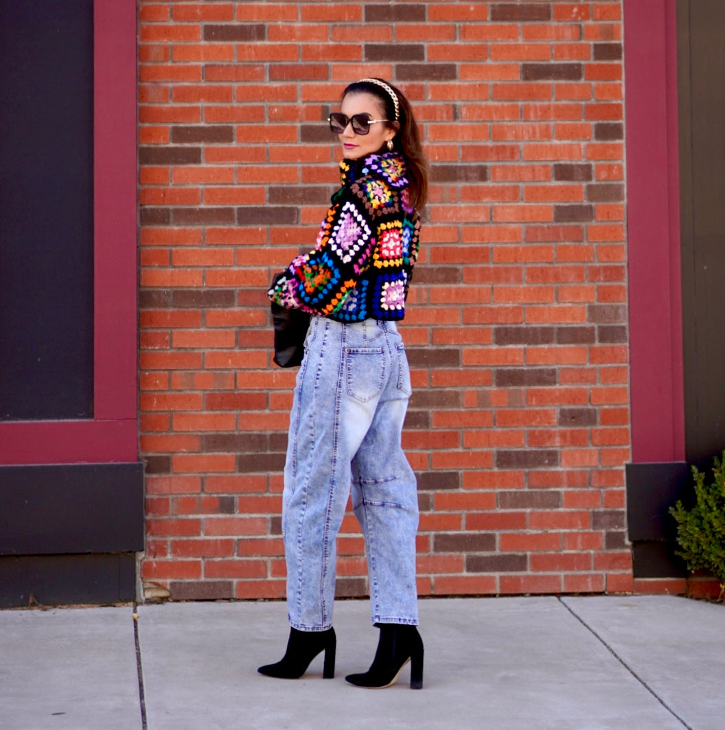 Handmade granny square turtle neck sweater