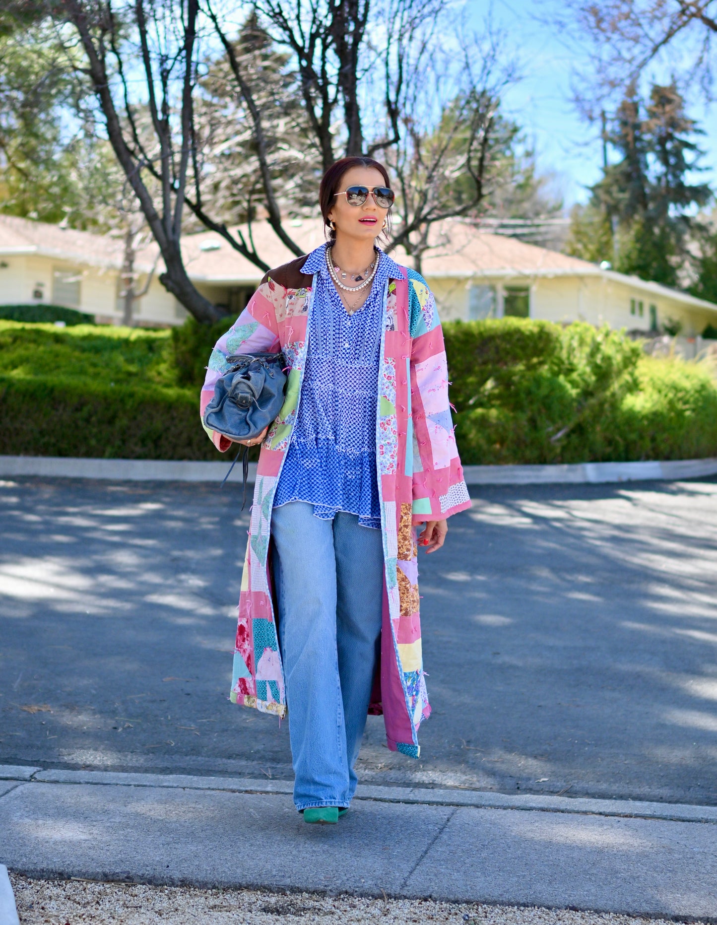 Handmade made quilted long coat