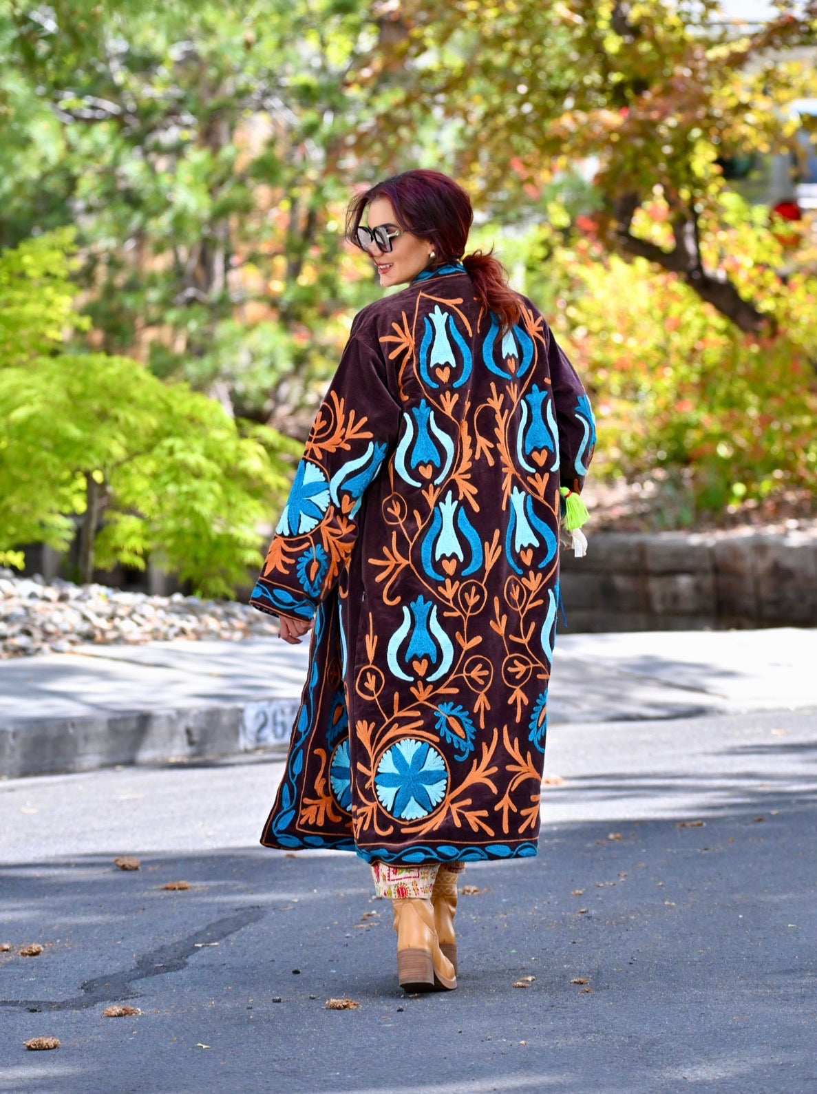 Velvet embroidered coat