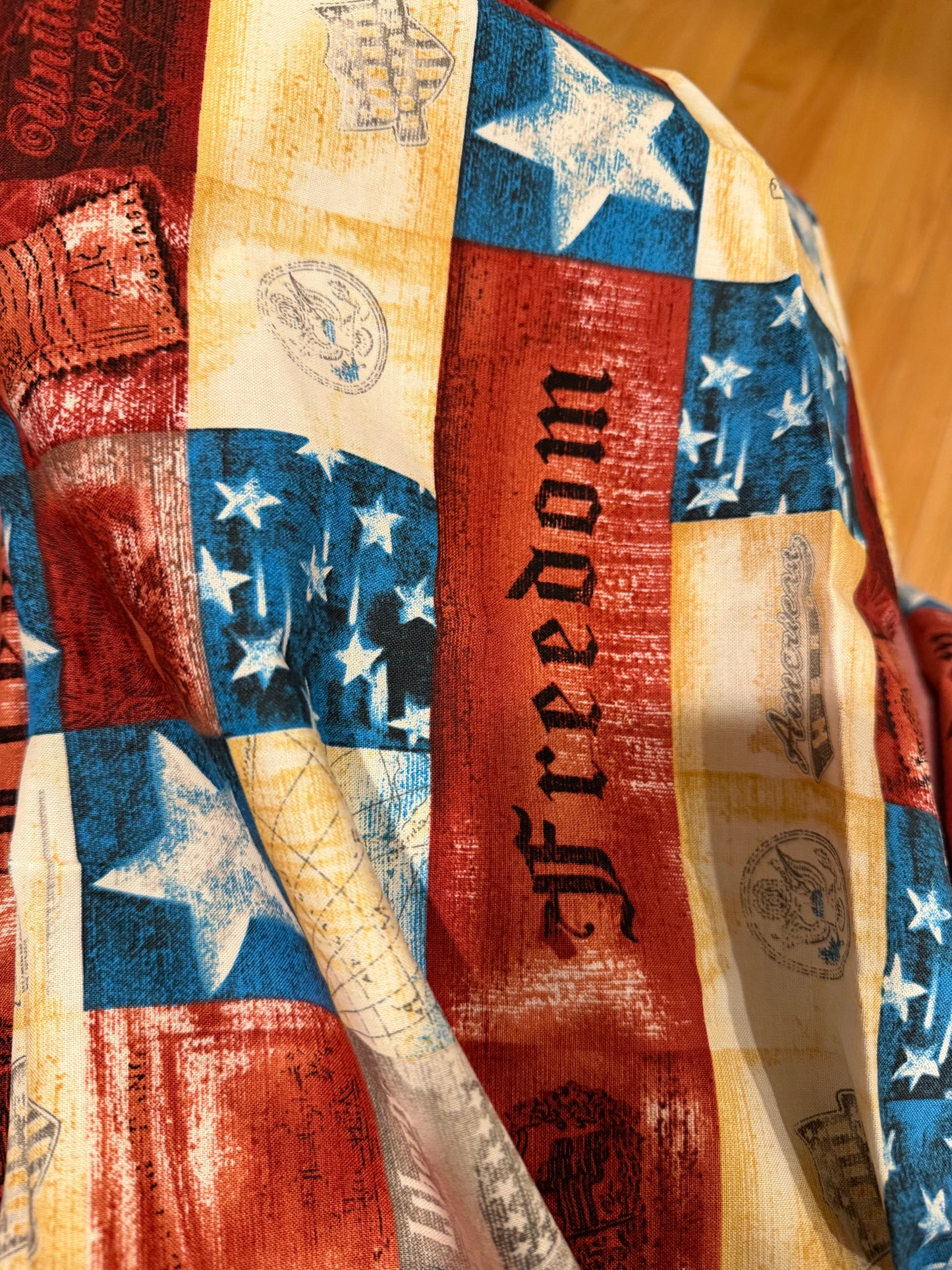 Vintage print straight leg pants