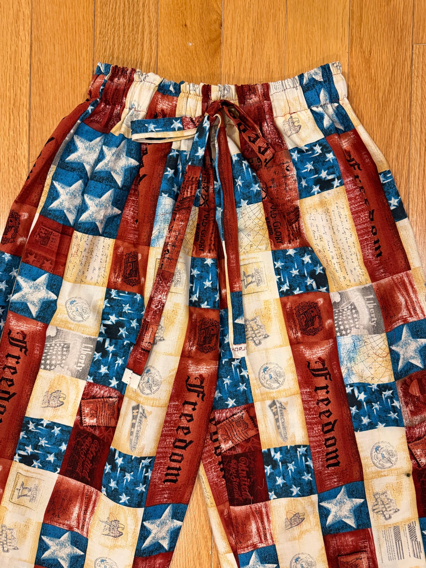 Vintage print straight leg pants