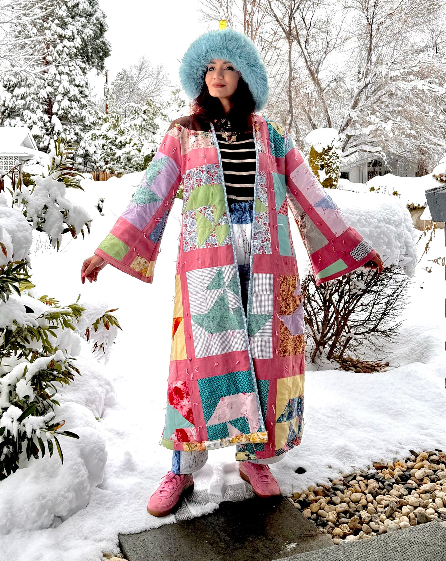 Handmade made quilted long coat