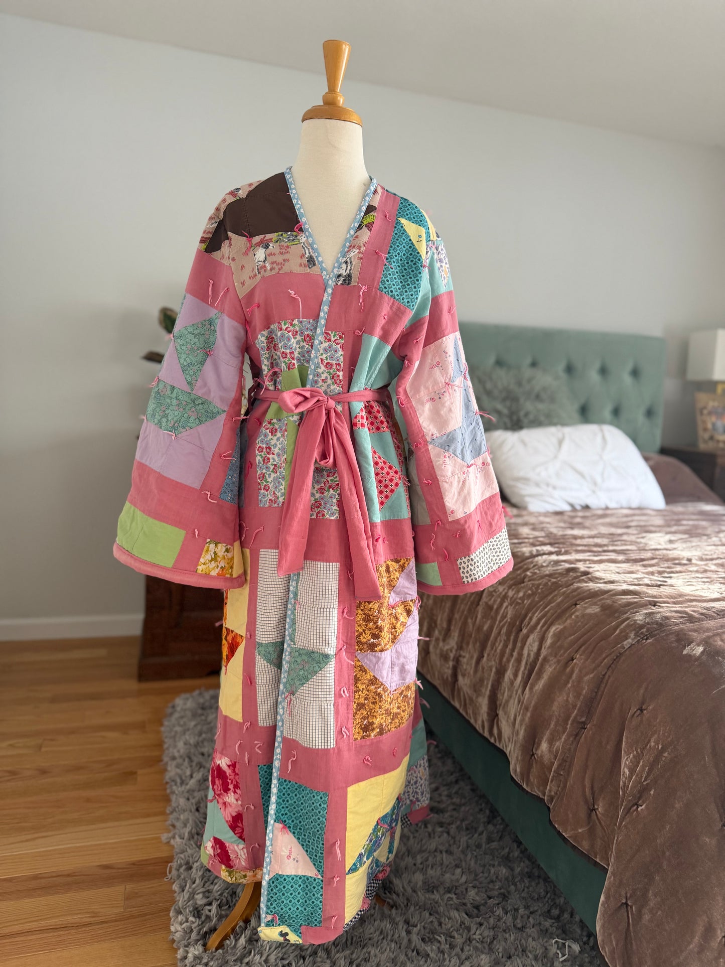 Handmade made quilted long coat