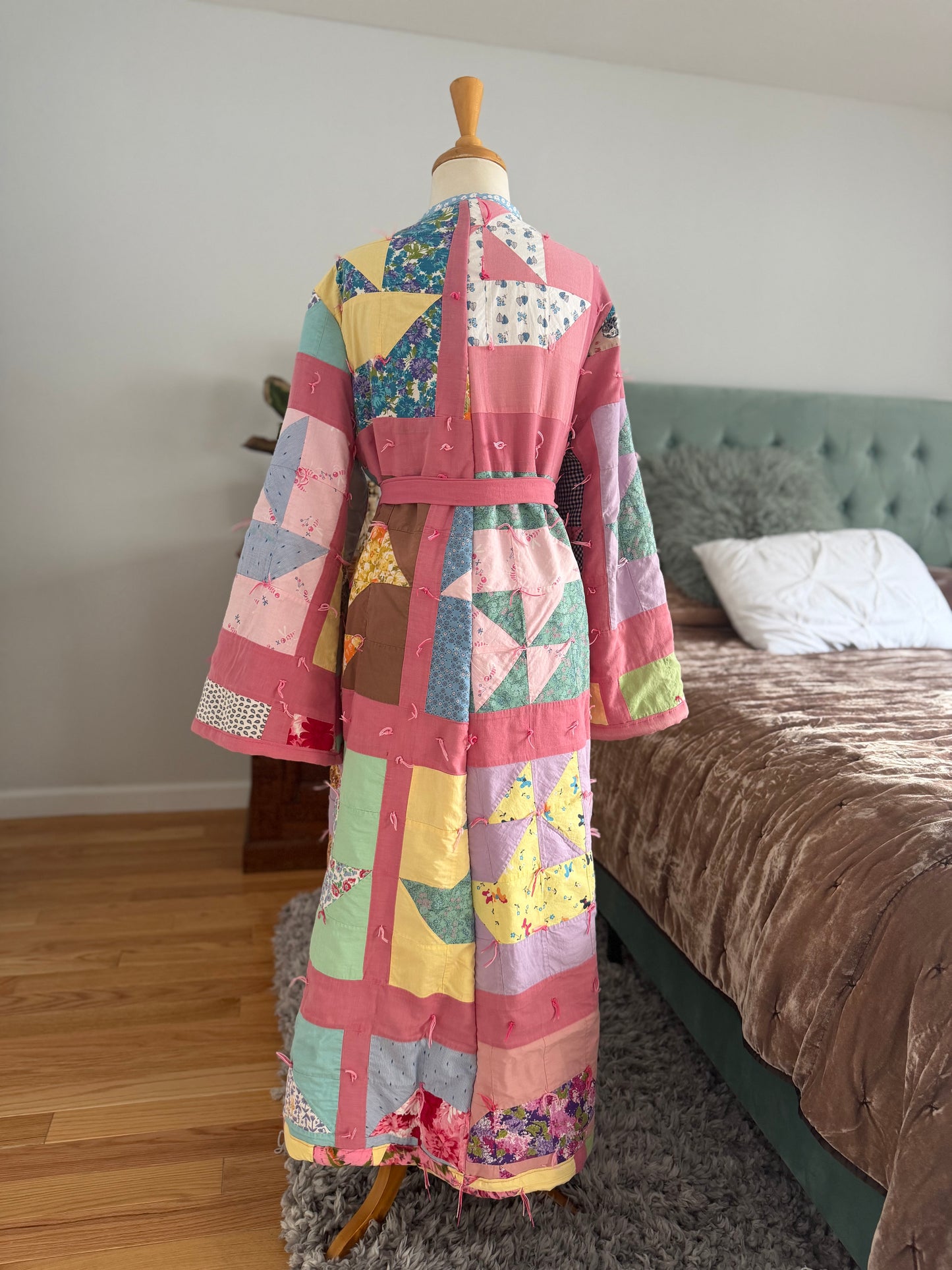 Handmade made quilted long coat